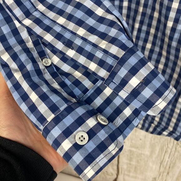 Nat Nast Luxury Long Sleeve Button Down Shirt Blue White Plaid Size M - Picture 5 of 11